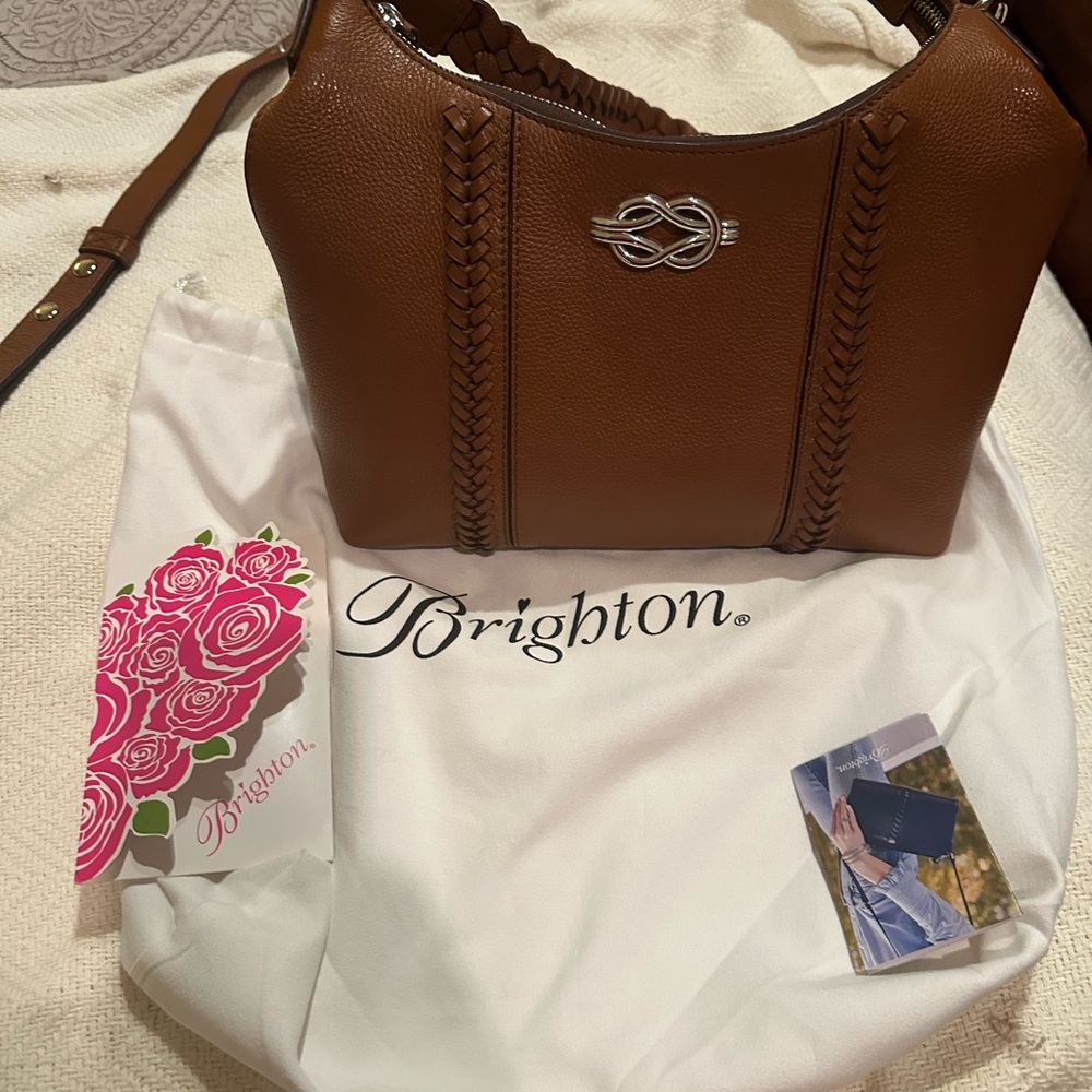 Brighton Brown Shoulder Bag with Structured Design and Metal Accents